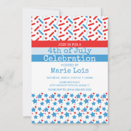 7月の愛国的な4thスターストライプズが振りかける 招待状
