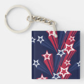 7月の愛国的な4thスターズレッドホワイトとブルー キーホルダー (正面)