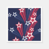7月の愛国的な4thスターズレッドホワイトとブルー スタンダードカクテルナプキン (正面)