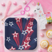 7月の愛国的な4thスターズレッドホワイトとブルー ペーパープレート (パーティー)