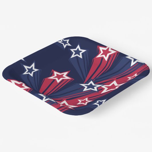 7月の愛国的な4thスターズレッドホワイトとブルー ペーパープレート (傾斜あり)