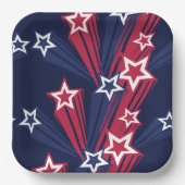 7月の愛国的な4thスターズレッドホワイトとブルー ペーパープレート (正面)
