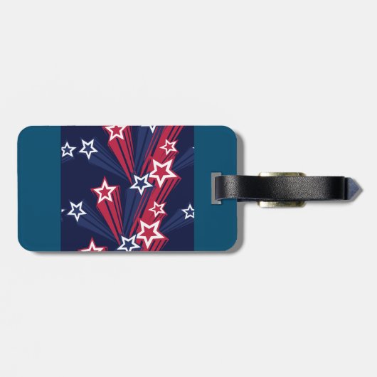 7月の愛国的な4thスターズレッドホワイトとブルー ラゲッジタグ (裏面横)