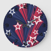7月の愛国的な4thスターズレッドホワイトとブルー ラージ壁時計 (正面)