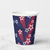 7月の愛国的な4thスターズレッドホワイトとブルー 紙コップ (正面)