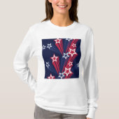 7月の愛国的な4thスターズレッドホワイトとブルー tシャツ (正面)