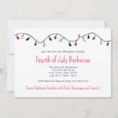 7月の愛国的な4thバーベキュー文字列ライト 招待状 (正面)