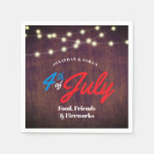 7月の愛国的な4th夏素朴のパーティー スタンダードカクテルナプキン (正面)