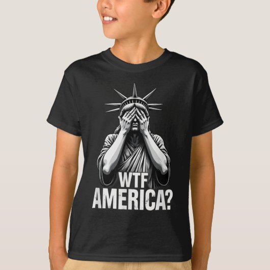 7月の愛国的な4th自由のWtfアメリカの像 Tシャツ (正面)