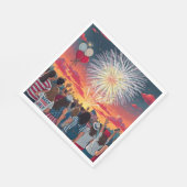 7月の愛国的な4th花火お祝い群集 スタンダードランチョンナプキン (角)