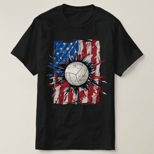 7月の愛国的バレーボールthアメリカ合衆国アメリカF Tシャツ (デザイン正面)