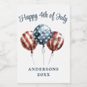 7月の愛国的パーティー4日 ワインラベル (シングルラベル)