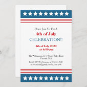 7月の愛国4日アメリカパーティー国旗 招待状 (正面/裏面)
