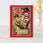 7月の挨拶の空白のなカードのヴィンテージ第4 カード (黄色い花)