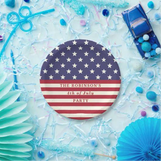 7月の旗の愛国心が強い星の第4は|のカスタムを縞で飾ります ペーパープレート (パーティー)