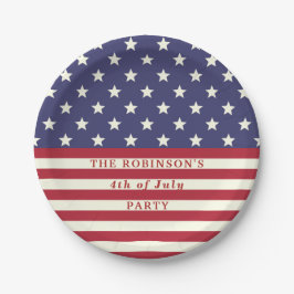 7月の旗の愛国心が強い星の第4は|のカスタムを縞で飾ります ペーパープレート