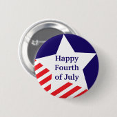 7月の星のストライブ柄の赤白青のカスタムの第4 缶バッジ (正面&裏面)