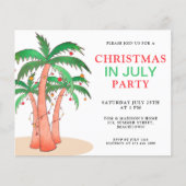 7月の格安クリスマスパーティーパームツリー招待状 (正面)