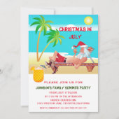 7月の楽しいクリスマス サマーまたはビーチパーティー 招待状 (正面)
