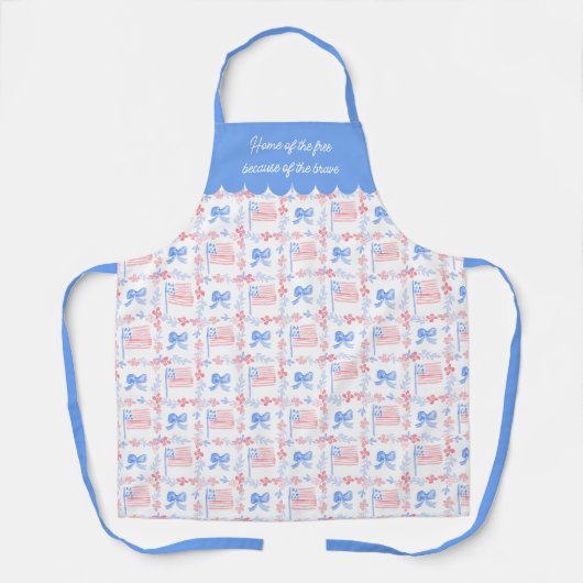7月の水の色の愛国的パーソナライズされた4 エプロン (正面)