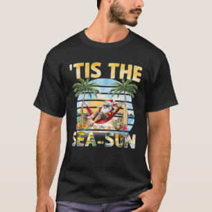 7月の海の太陽のクリスマスSantaビーチSumm Tシャツ