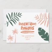 7月の熱帯のヤシの木のクリスマスモダン シーズンカード (正面)