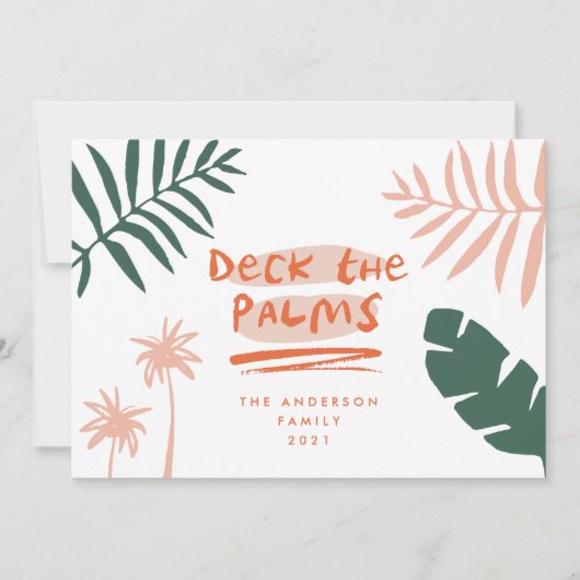 7月の熱帯のヤシの木のクリスマスモダン シーズンカード (正面)