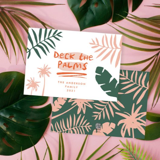 7月の熱帯のヤシの木のクリスマスモダン シーズンカード