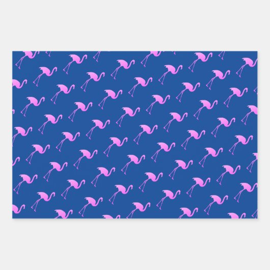 7月の熱帯クリスマスのピンクのフラミンゴパターン ラッピングペーパーシート (正面3)