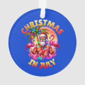 7月の熱帯クリスマスのヤシの木とフラミンゴ オーナメント (裏面)