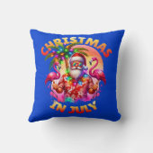 7月の熱帯クリスマスのヤシの木とフラミンゴ クッション (裏面)