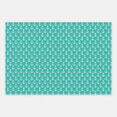 7月の熱帯クリスマスの航海のいかりパターン ラッピングペーパーシート (正面)