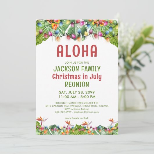 7月の熱帯クリスマス 家族の集い 招待状 (スタンド正面)