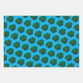 7月の熱帯クリスマスMonstera葉のパターン ラッピングペーパーシート (正面3)