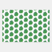 7月の熱帯クリスマスMonstera葉のパターン ラッピングペーパーシート (正面2)