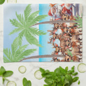 7月の熱帯サマービーブクリスマスパーティー キッチンタオル (折り畳み)