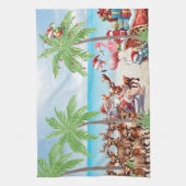 7月の熱帯サマービーブクリスマスパーティー キッチンタオル (縦)