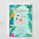 7月の熱帯プールパーティーフローターのクリスマス 招待状 (正面)