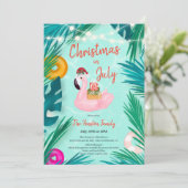 7月の熱帯プールパーティーフローターのクリスマス 招待状 (スタンド正面)