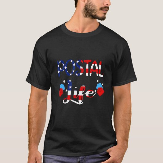 7月の父の日の郵便生活米国国旗4 Tシャツ (正面)