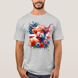 7月の牛の愛国的な4日 Tシャツ