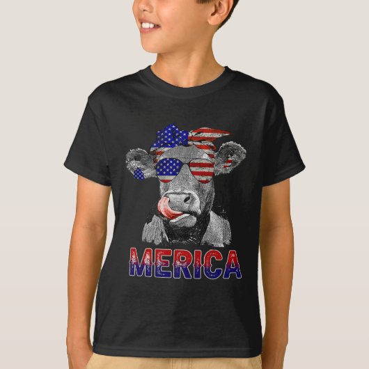 7月の牛の愛好家の日の牛メリカ4th tシャツ (正面)