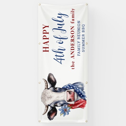 7月の牛4th赤白青ファーム愛国心 横断幕 (縦)