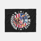 7月の犬の愛国おもしろい赤1 フリースブランケット (正面(横))