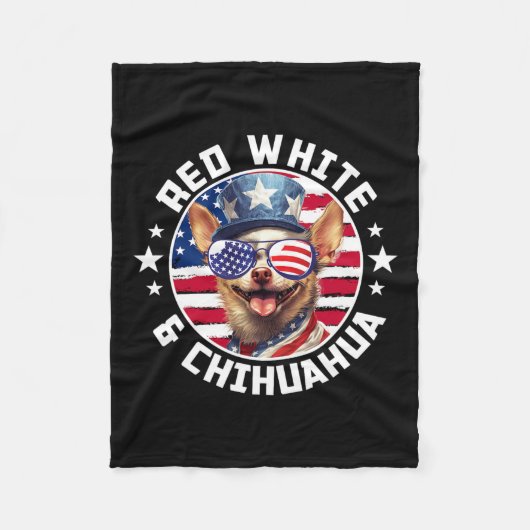 7月の犬の愛国おもしろい赤1 フリースブランケット (正面)
