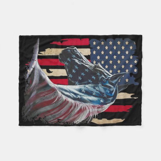 7月の独立記念日のウマ・アメリカ国旗4 フリースブランケット (正面(横))