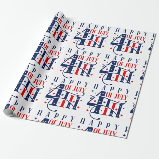 7月の独立記念日の幸せ文字デザイン4 ラッピングペーパー (アンロールド)