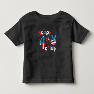 7月の独立記念日の幸せ4日 トドラーTシャツ