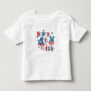 7月の独立記念日の幸せ4日 トドラーTシャツ