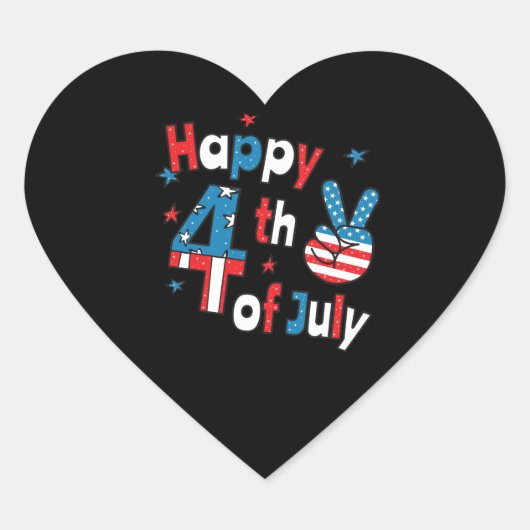 7月の独立記念日の幸せ4日 ハートシール (正面)